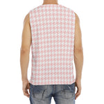 Pastel Pink And White Houndstooth Print Men's Fitness Tank Top