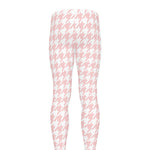 Pastel Pink And White Houndstooth Print Men's leggings