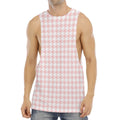 Pastel Pink And White Houndstooth Print Men's Muscle Tank Top