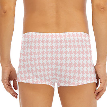 Pastel Pink And White Houndstooth Print Men's Short Boxer Briefs
