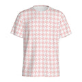Pastel Pink And White Houndstooth Print Men's Athletic T-Shirt
