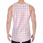 Pastel Pink And White Houndstooth Print Men's Velvet Tank Top