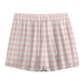 Pastel Pink And White Houndstooth Print Mesh Shorts