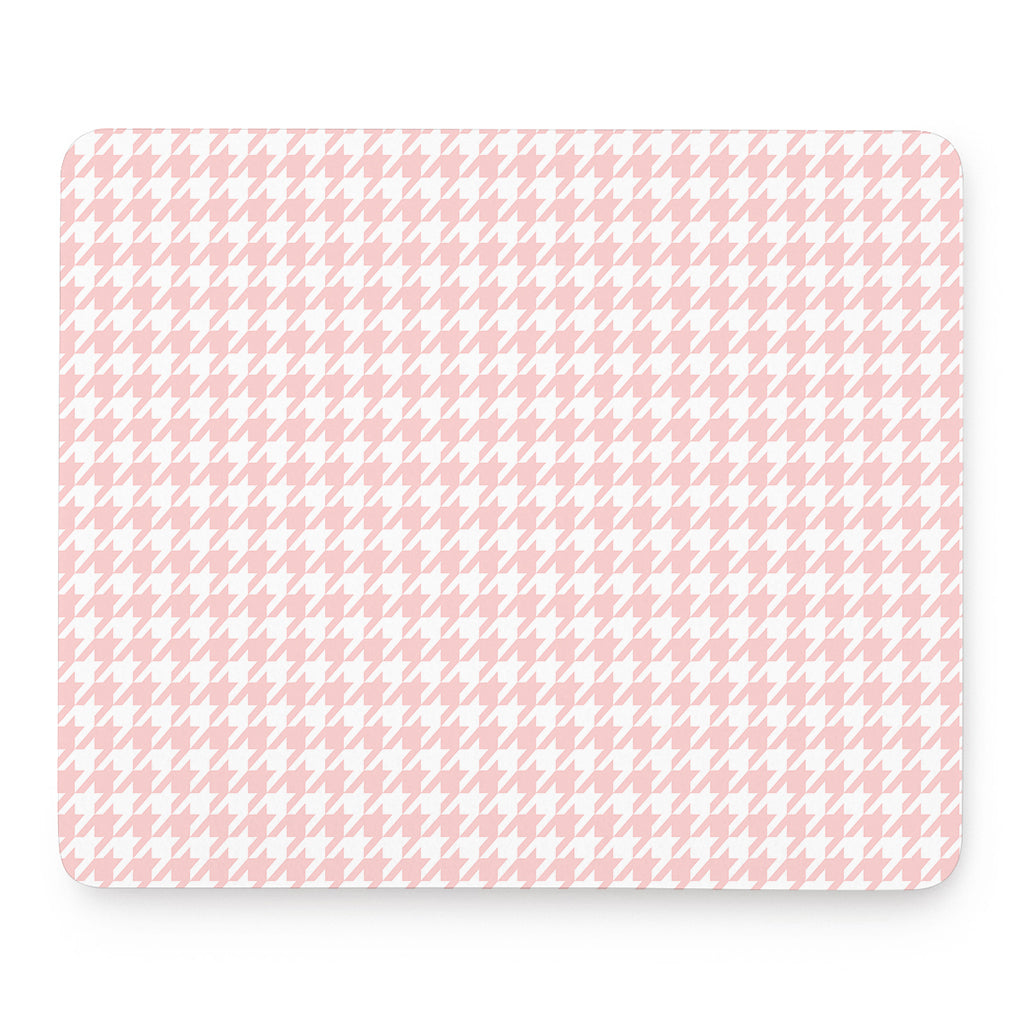Pastel Pink And White Houndstooth Print Mouse Pad