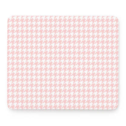 Pastel Pink And White Houndstooth Print Mouse Pad