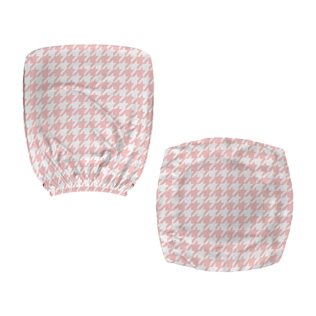 Pastel Pink And White Houndstooth Print Office Chair Cover