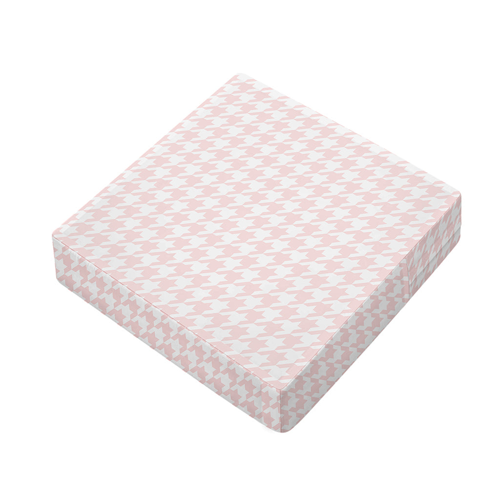 Pastel Pink And White Houndstooth Print Outdoor Seat Cushion Cover