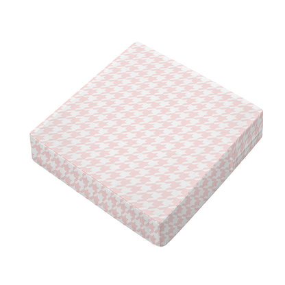 Pastel Pink And White Houndstooth Print Outdoor Seat Cushion Cover
