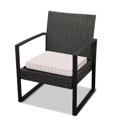 Pastel Pink And White Houndstooth Print Outdoor Seat Cushion Cover