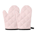 Pastel Pink And White Houndstooth Print Oven Mitts