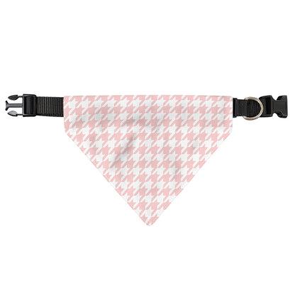 Pastel Pink And White Houndstooth Print Over The Collar Dog Bandana