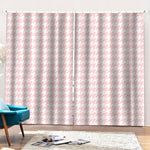 Pastel Pink And White Houndstooth Print Pencil Pleat Curtains