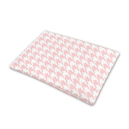 Pastel Pink And White Houndstooth Print Pet Cooling Mat Cover