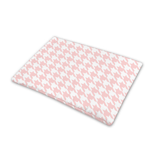 Pastel Pink And White Houndstooth Print Pet Cooling Mat Cover