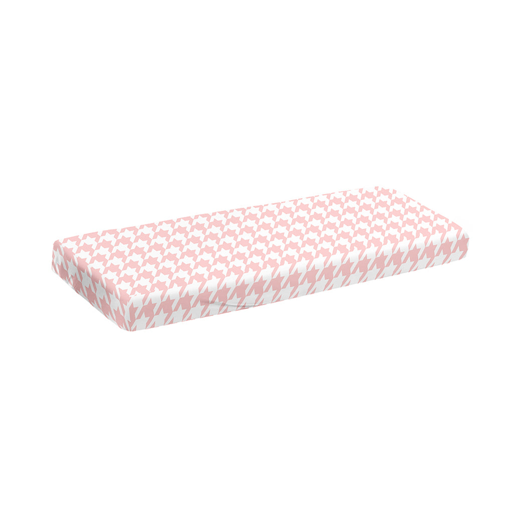 Pastel Pink And White Houndstooth Print Piano Keyboard Cover
