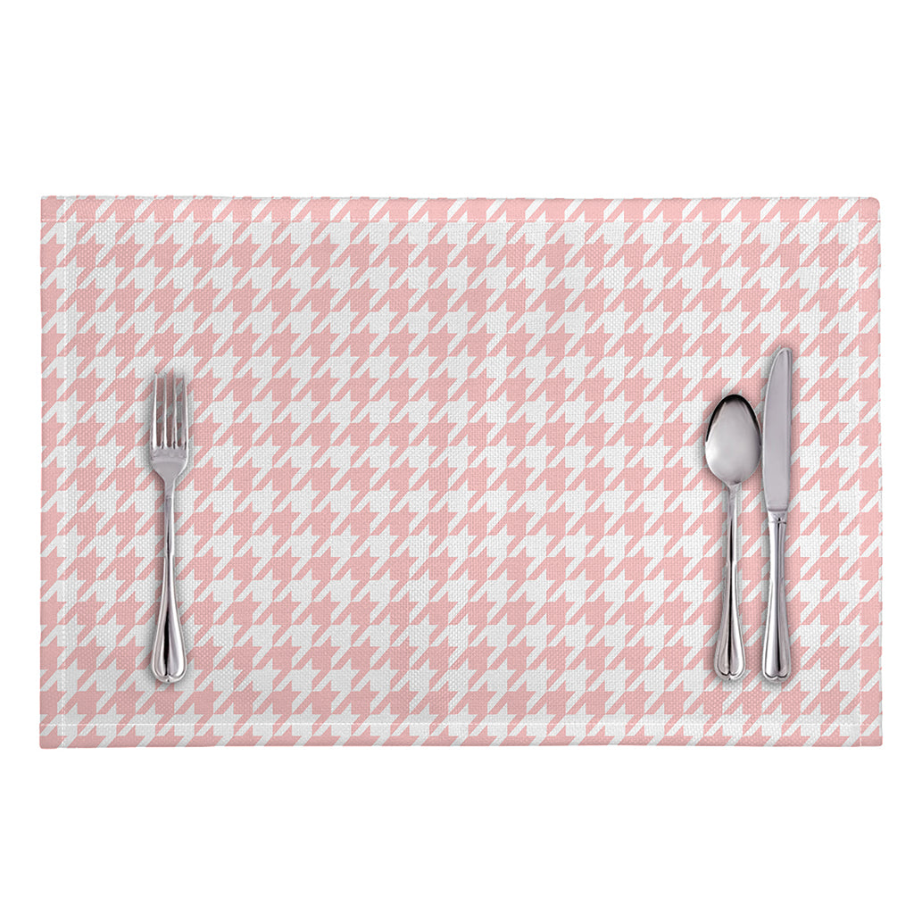 Pastel Pink And White Houndstooth Print Placemat