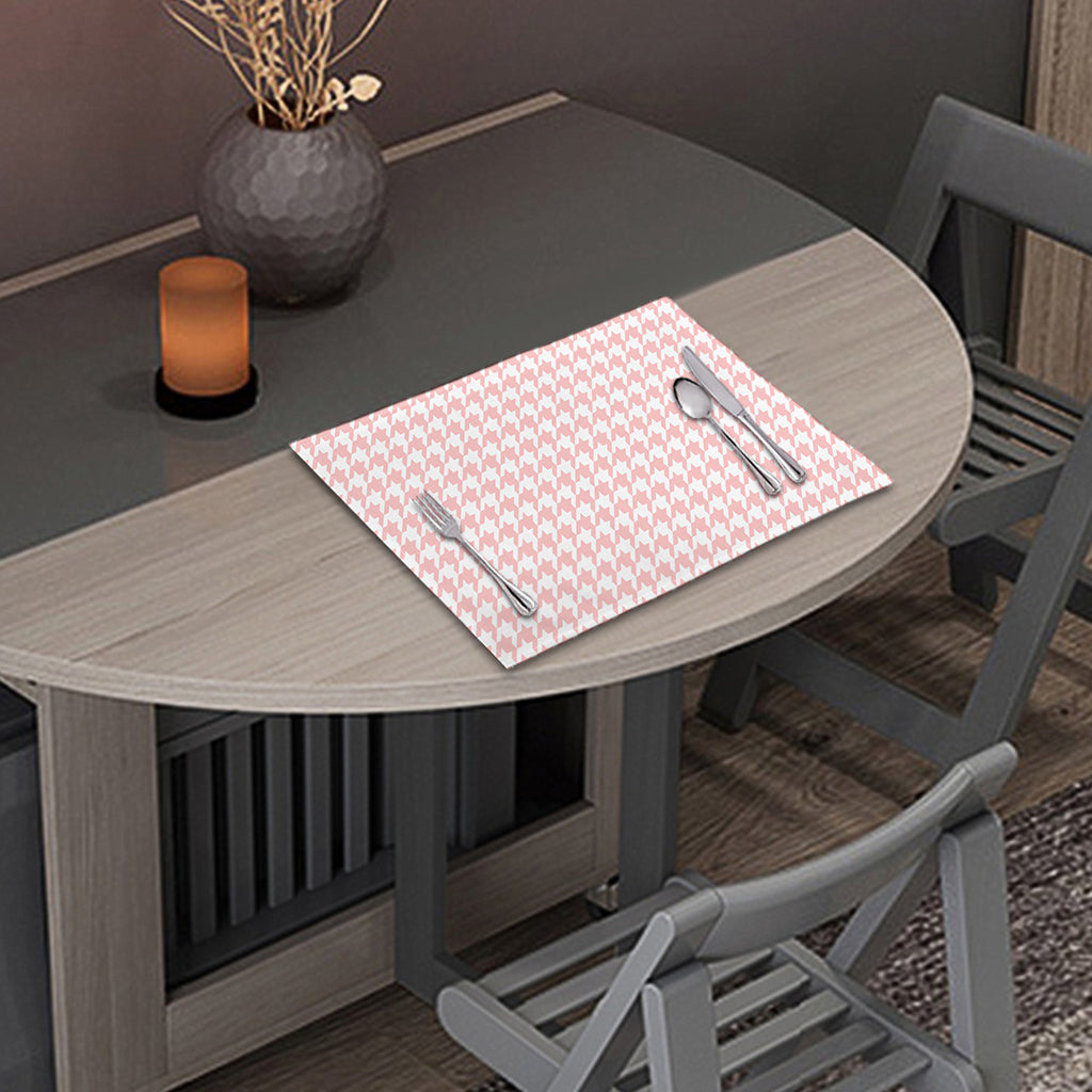 Pastel Pink And White Houndstooth Print Placemat