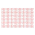 Pastel Pink And White Houndstooth Print Polyester Doormat