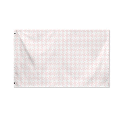 Pastel Pink And White Houndstooth Print Polyester Flag
