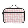 Pastel Pink And White Houndstooth Print Portable Lunch Bag