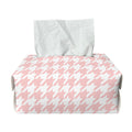 Pastel Pink And White Houndstooth Print Rectangle Tissue Box Cover