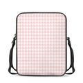 Pastel Pink And White Houndstooth Print Rectangular Crossbody Bag