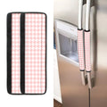 Pastel Pink And White Houndstooth Print Refrigerator Handle Covers