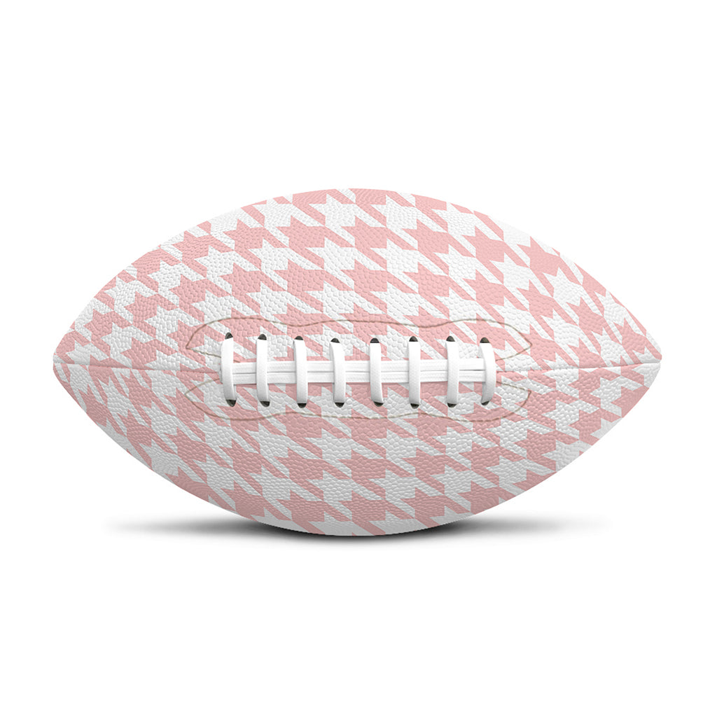 Pastel Pink And White Houndstooth Print Rugby Ball