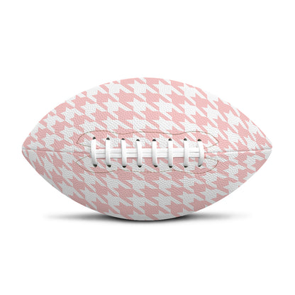 Pastel Pink And White Houndstooth Print Rugby Ball