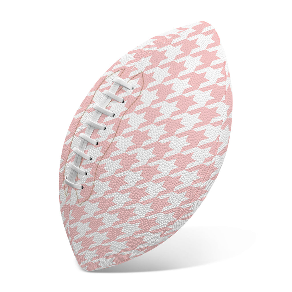 Pastel Pink And White Houndstooth Print Rugby Ball
