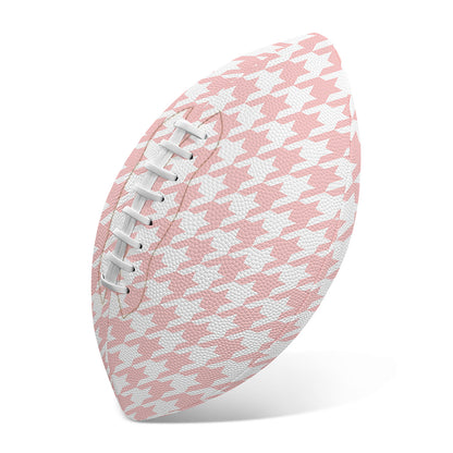 Pastel Pink And White Houndstooth Print Rugby Ball