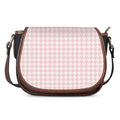 Pastel Pink And White Houndstooth Print Saddle Bag