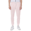 Pastel Pink And White Houndstooth Print Joggers