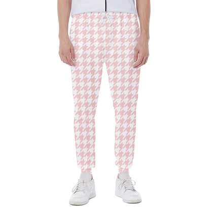 Pastel Pink And White Houndstooth Print Scuba Joggers