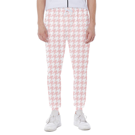 Pastel Pink And White Houndstooth Print Scuba Joggers
