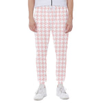 Pastel Pink And White Houndstooth Print Scuba Joggers
