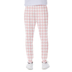 Pastel Pink And White Houndstooth Print Scuba Joggers