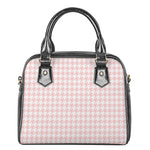 Pastel Pink And White Houndstooth Print Shoulder Handbag