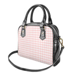 Pastel Pink And White Houndstooth Print Shoulder Handbag