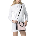 Pastel Pink And White Houndstooth Print Shoulder Handbag