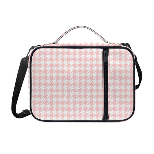Pastel Pink And White Houndstooth Print Shoulder Strap Bible Bag