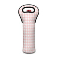 Pastel Pink And White Houndstooth Print Single Neoprene Wine Tote