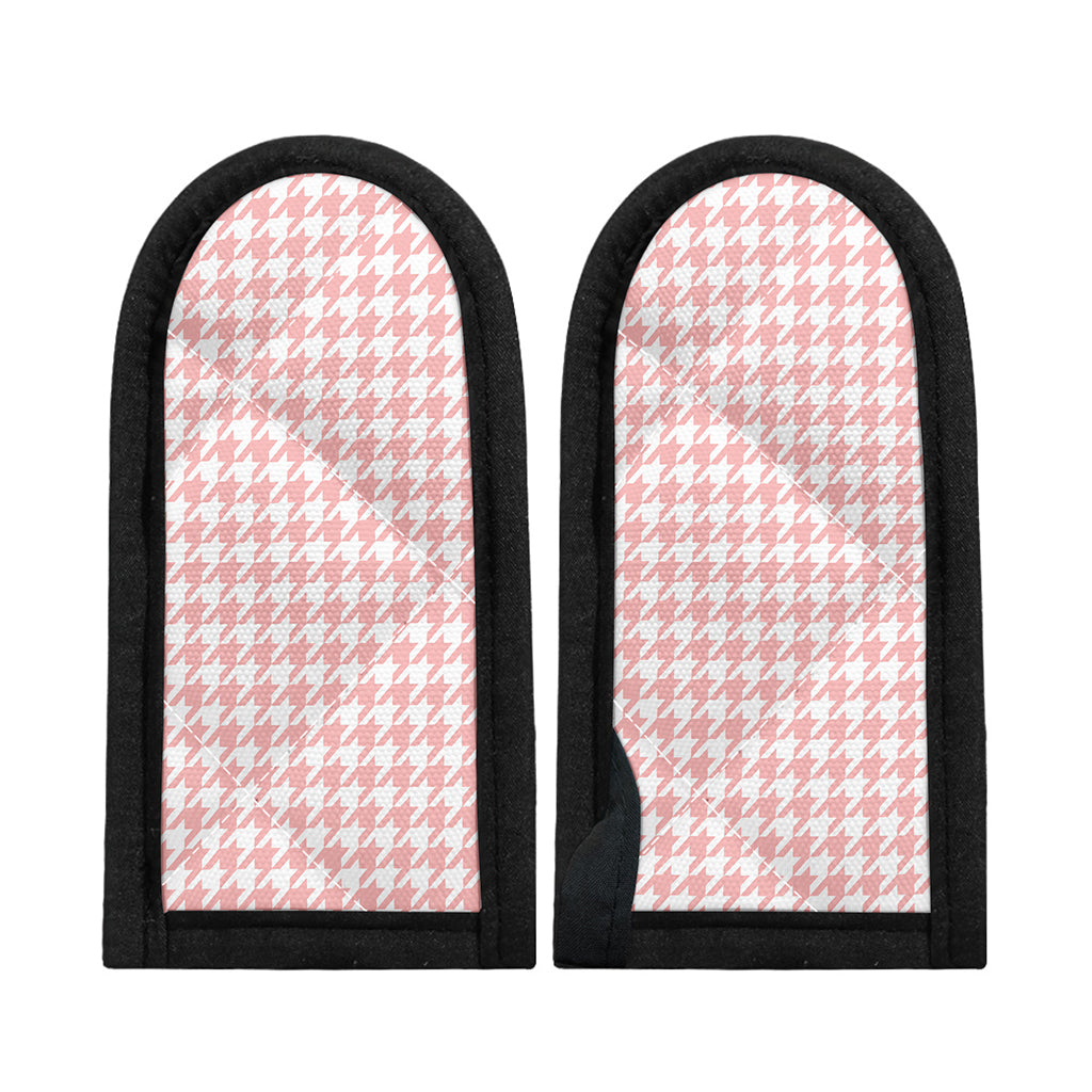 Pastel Pink And White Houndstooth Print Skillet Handle Cover