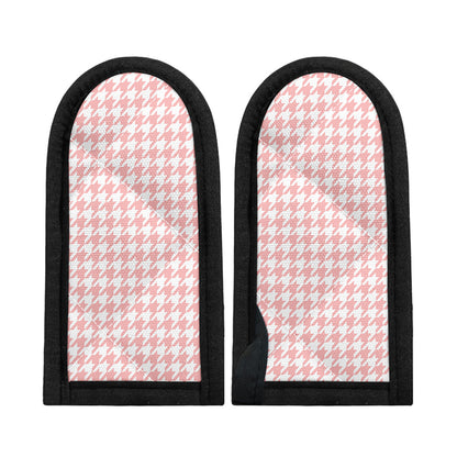 Pastel Pink And White Houndstooth Print Skillet Handle Cover