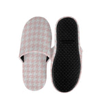 Pastel Pink And White Houndstooth Print Slippers