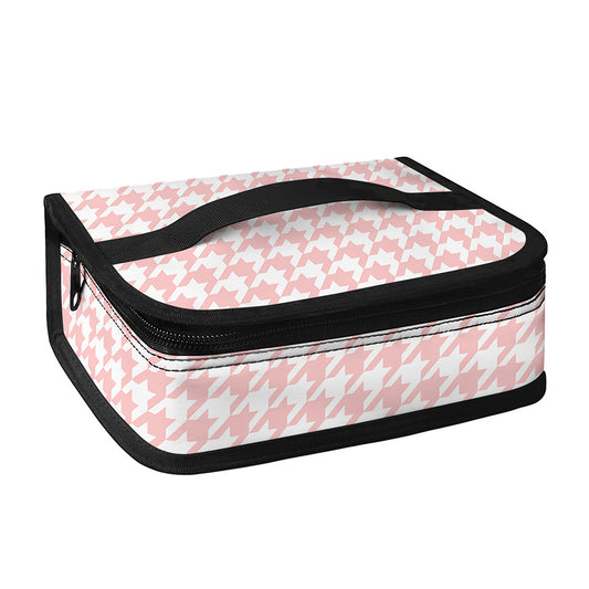 Pastel Pink And White Houndstooth Print Small Lunch Bag