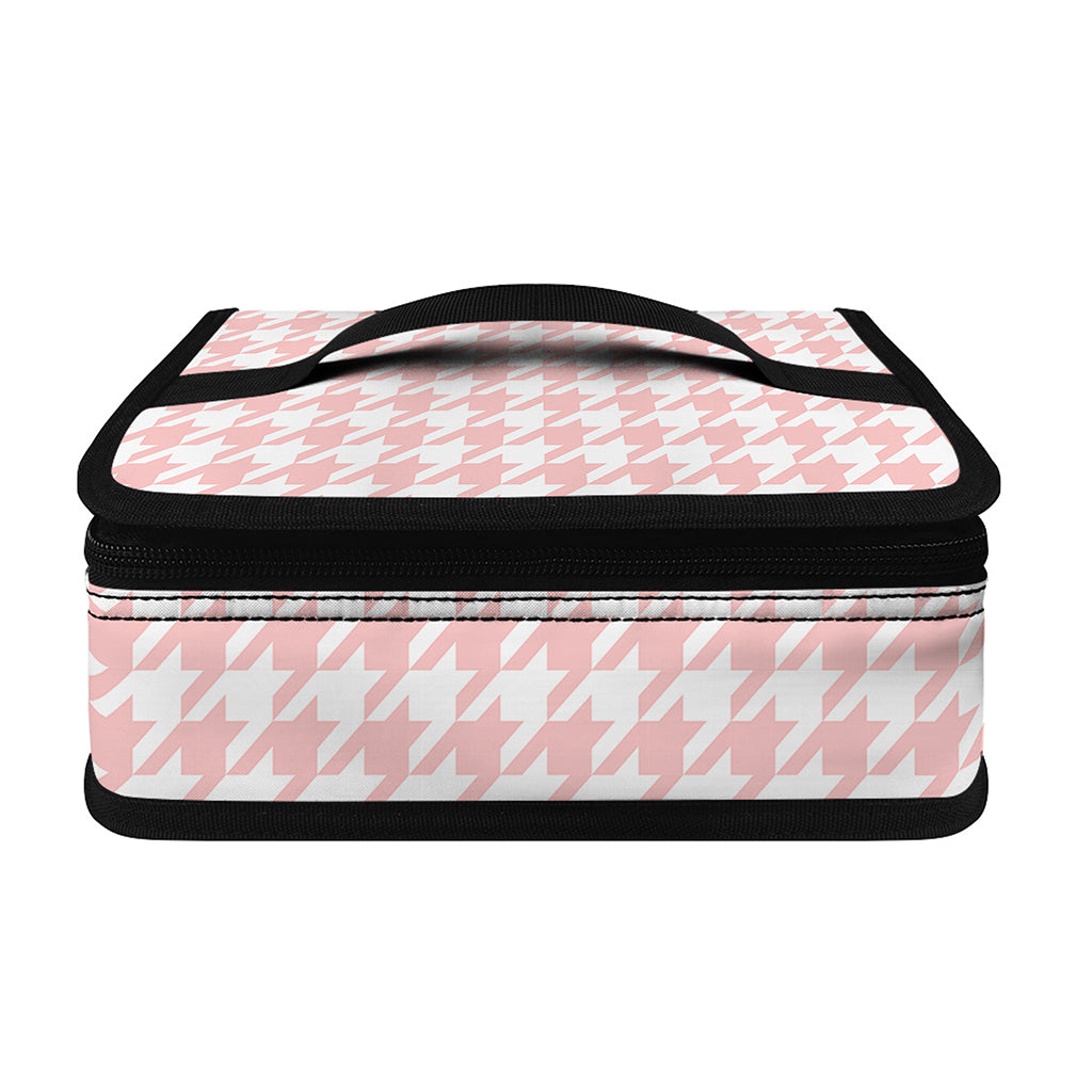 Pastel Pink And White Houndstooth Print Small Lunch Bag