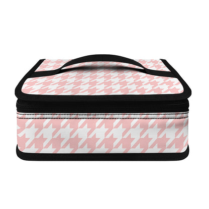 Pastel Pink And White Houndstooth Print Small Lunch Bag