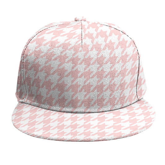Pastel Pink And White Houndstooth Print Snapback Cap