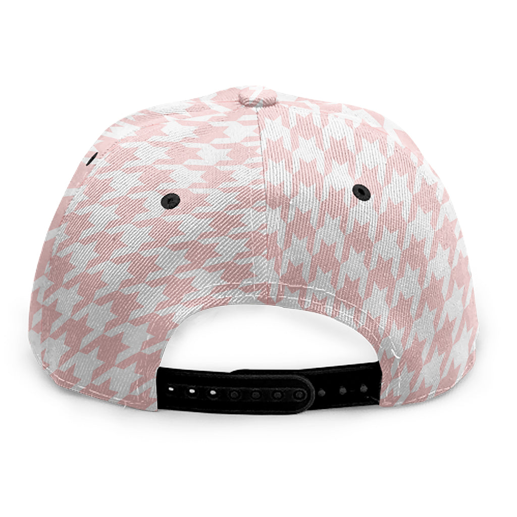 Pastel Pink And White Houndstooth Print Snapback Cap